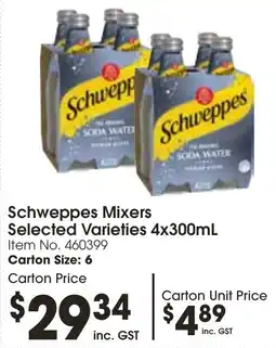 C-Store Distribution Schweppes Mixers Selected Varieties offer
