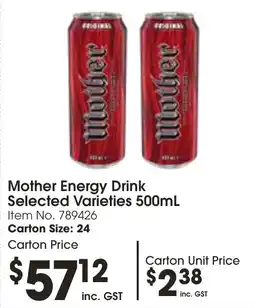 C-Store Distribution Mother Energy Drink Selected Varieties offer
