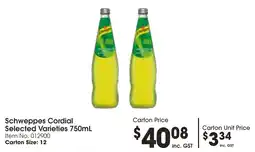 C-Store Distribution Schweppes Cordial Selected Varieties offer