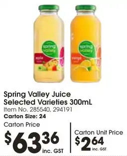 C-Store Distribution Spring Valley Juice Selected Varieties offer