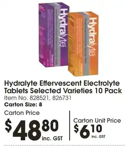 C-Store Distribution Hydralyte Effervescent Electrolyte Tablets Selected Varieties offer