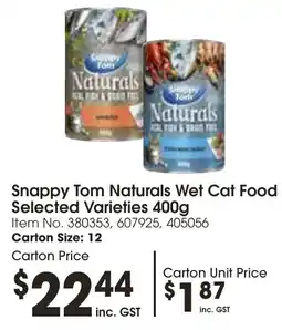 Snappy Tom Naturals Wet Cat Food Selected Varieties