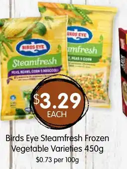 Spudshed Birds eye steamfresh frozen vegetable varieties offer