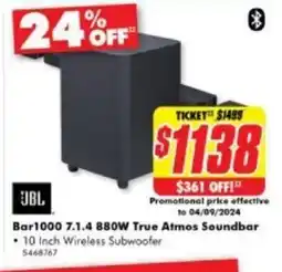 The Good Guys Bar1000 7.1.4 880W True Atmos Soundbar offer