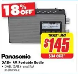 The Good Guys DAB+ FM Portable Radio DAB, DAB+ and FM RF-DIOGN-K offer