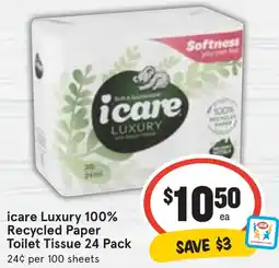 Ritchies icare Luxury 100% Recycled Paper Toilet Tissue 24 Pack offer