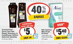 Ritchies SCHWARZKOPF EXTRA CARE HAIR offer