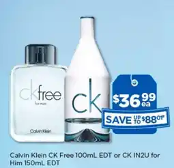 Good Price Pharmacy Calvin Klein CK Free 100mL EDT or CK IN2U for Him offer