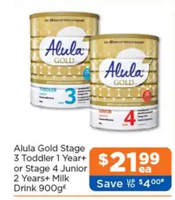 Good Price Pharmacy Alula Gold Stage 3 Toddler 1 Year+ or Stage 4 Junior 2 Years+ Milk Drink offer