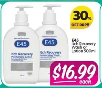 E45 Itch Recovery Wash or Lotion 500ml
