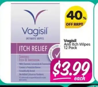 Vagisil Anti Itch Wipes 12 Pack