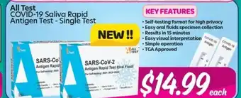 Your Discount Chemist All Test Covid - 19 Saliva Rapid Antigen Test - Single Test offer