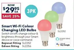 Jaycar Electronics Smart Wi-Fi Colour Changing LED Bulbs offer