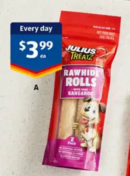 ALDI Julius Treatz Rawhide Rolls with Kangaroo 2pk offer