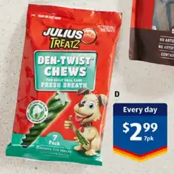 ALDI Julius Treatz Den-Twist Chews 7pk offer