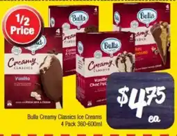 Farmer Jack's Bulla Creamy Classics Ice Creams 4 Pack offer