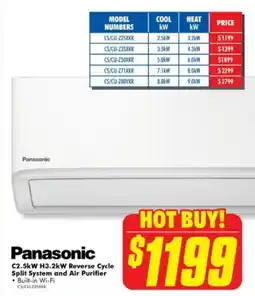 The Good Guys Panasonic C2.5kW H3.2kW Reverse Cycle Split System and Air Purifier offer