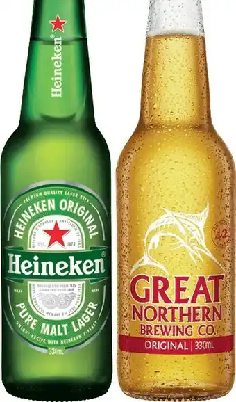 IGA Heineken Lager or Great Northern Original Lager 24 Pack offer