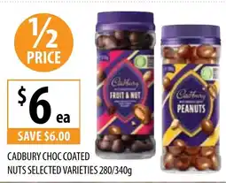 Supabarn CADBURY CHOC COATED NUTS SELECTED VARIETIES offer