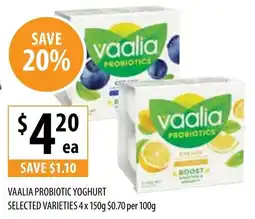 Supabarn Vaalia probiotic yoghurt selected varieties offer