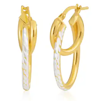 Shiels 9ct yellow gold silver filled 25mm double hoop earrings offer