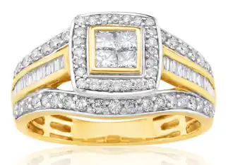 Shiels 9ct yellow gold 1 carat diamond ring set with 86 diamonds offer