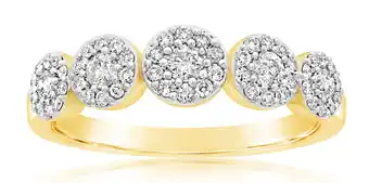 Shiels 9ct yellow gold 1/2 carat 5 station diamond ring offer