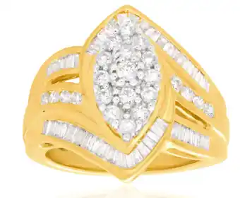 Shiels 9ct yellow gold diamond ring set with 63 diamonds offer