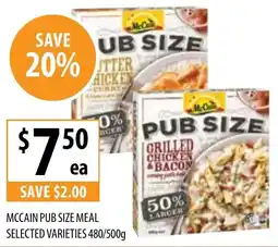 Supabarn Mccain pub size meal selected varieties offer