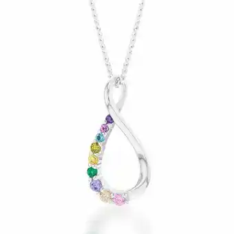Shiels Sterling silver rainbow multicolour cubic zirconia on infinity pendant offer