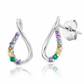 Shiels Sterling silver rainbow multicolour cubic zirconia on infinity earrings offer