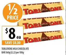 Supabarn Toblerone milk chocolate bar offer