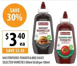 Supabarn Masterfoods tomato & bbq sauce selected varieties offer