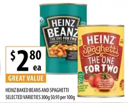 Supabarn Heinz baked beans and spaghetti selected varieties offer