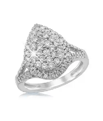 Shiels Silver 1 carat cluster dress ring with 72 brilliant diamonds offer