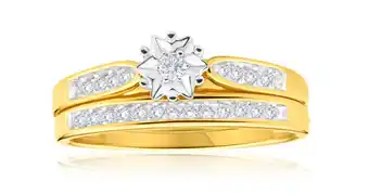 Shiels 9ct yellow gold 2 ring bridal set with 0.25 carats of channel set diamonds offer