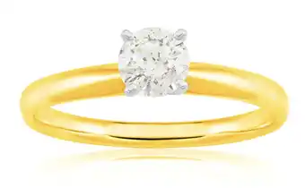 Shiels 14ct yellow gold solitaire ring with 50 point brilliant cut diamond offer