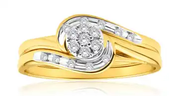 Shiels 9ct yellow gold 2 ring bridal set with 0.15 carats of light champagne diamonds offer
