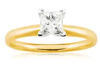 Shiels 14ct yellow gold solitaire ring with 50 point diamond offer