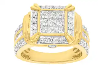 Shiels 2 carat diamond ring set in 9ct yellow gold set with 69 diamonds offer