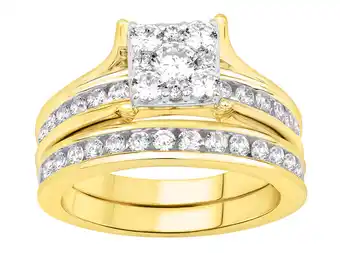 Shiels 9ct yellow gold 1.5 carat diamond 2 ring bridal set offer