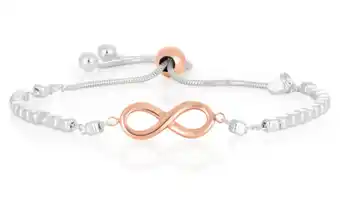 Shiels Sterling silver and rose gold plate infinity fancy slider bracelet offer
