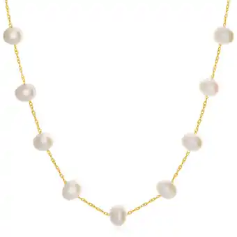 Shiels 14ct yellow gold 6mm white freshwater pearl 45cm necklace offer
