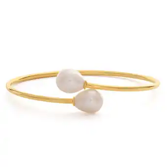 Shiels Sterling silver gold plated 8-10mm freshwater pearl bangle offer