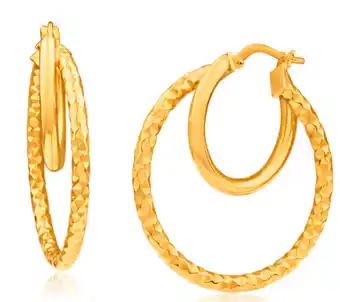 Shiels 9ct yellow gold silver filled double hoop earrings offer