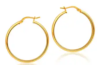 Shiels 9ct yellow gold silver filled half round 25mm hoop earrings offer