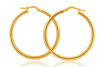 Shiels 9ct yellow gold silver filled gypsy 30mm hoop earrings offer