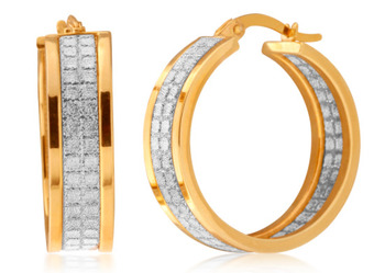 Shiels 9ct yellow gold silver filled stardust hoop earrings offer
