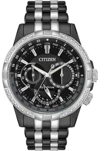 Eco-drive bu2088-50e diamond set stainless steel two tone mens watch
