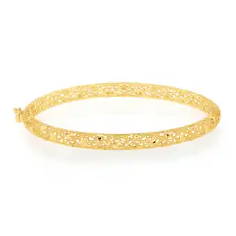 Shiels 9ct yellow gold fancy mesh 65mm bangle offer